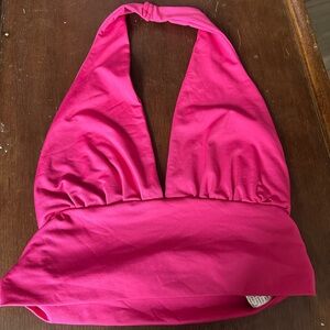 SHEIN Hot Pink Halter Top with V-Neck
